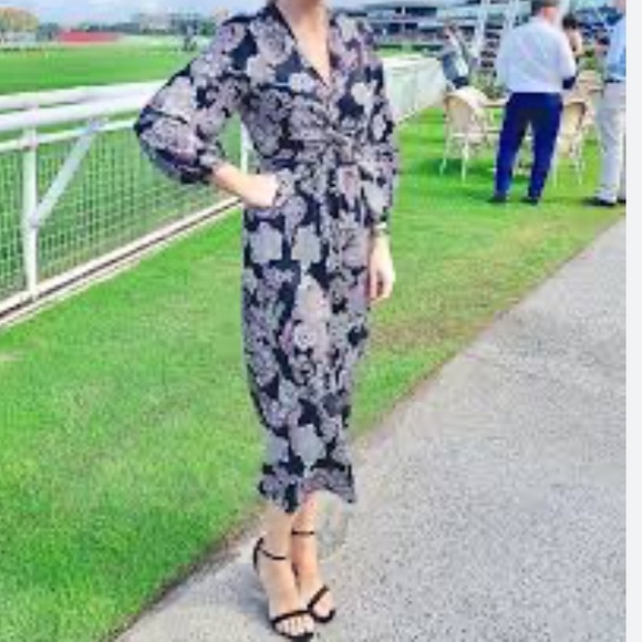 SCANLAN THEODORE BLACK / PINK MULTI PAISLEY PRINTED LONG SLEEVED 100% SILK DRESS - Picture 4 of 6